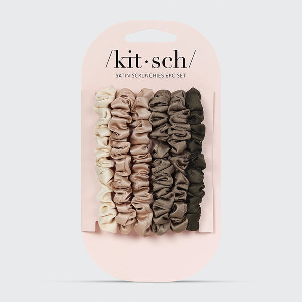 Ultra Petite Satin Scrunchies 6Pc - Eucalyptus
