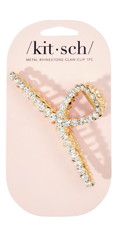 Loop-Shaped Gold Rhinestone Claw Clip