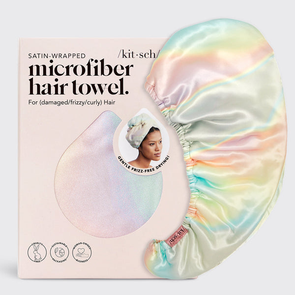 Satin-Wrapped Microfiber Hair Towel - Aura