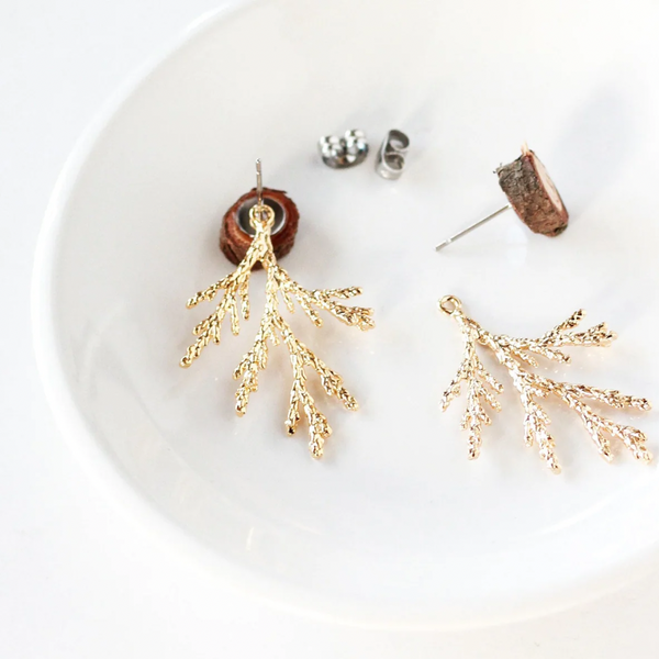 Juniper Branch Ear Jackets Gold