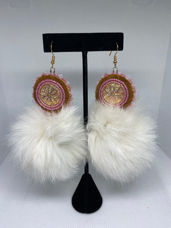 Beaded Rounds with Pom (Rabbit Fur)