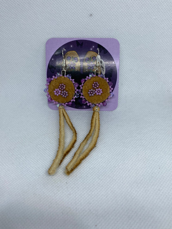 Beaded Rounds with Fringe (Moosehide Fringe)