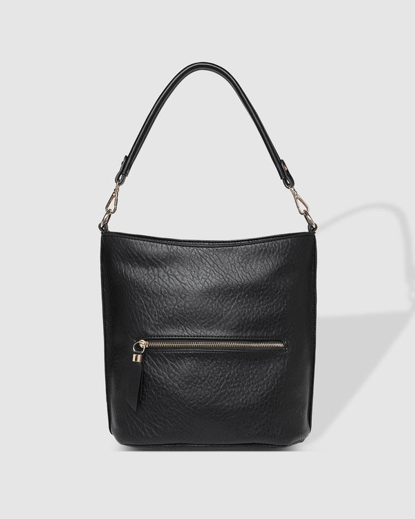 LOUENHIDE JUNO HANDBAG WITH LOGO STRAP BLACK