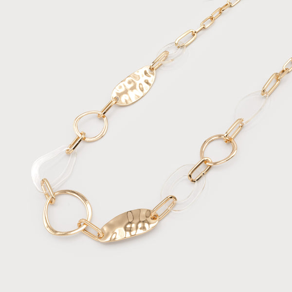 Long Necklace With Hammered Metal