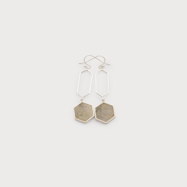 Natural Stone & Metal Earrings On Hooks