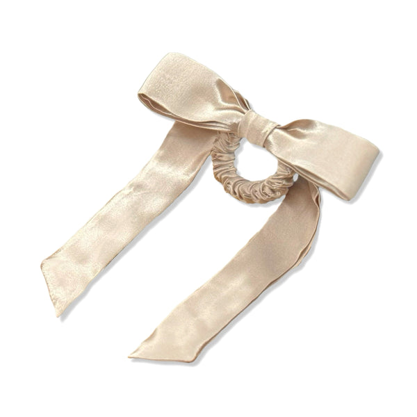 Mulberry Silk Skinny Bow Scrunchie