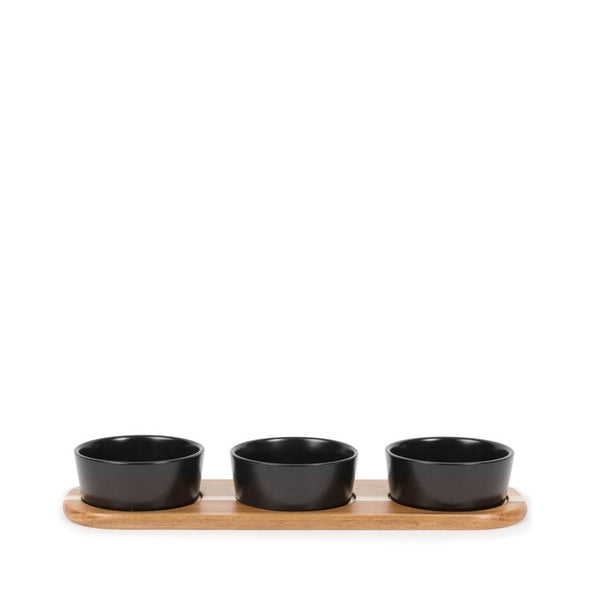 4 Piece Acacia & Ceramic Entertaining Set