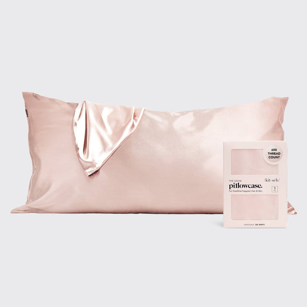 KITSCH Satin King Pillowcase - Blush