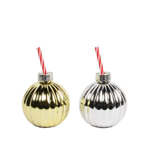 Harman | Metallic Glass Ball Drink Ornament Set Of 2 Gold/Silver