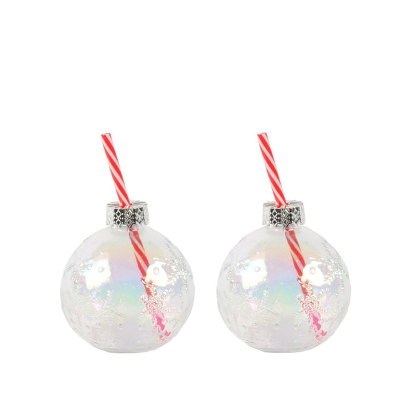 Harman | Snowflake Glass Ball Drink Ornament Set Of 2 Pearl