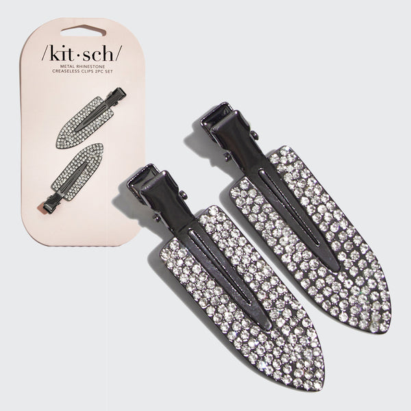 Metal Rhinestone Creaseless Clips 2Pc Set