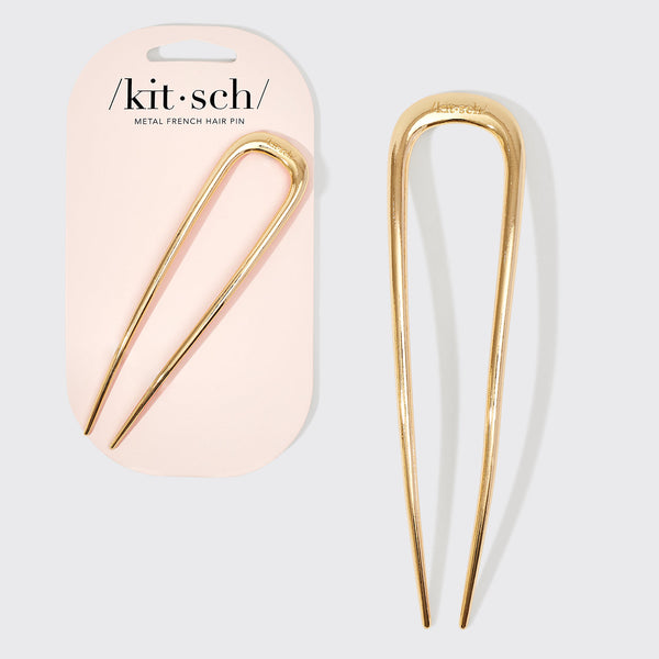 KITSCH Metal Enamel French Hair Pin - Gold