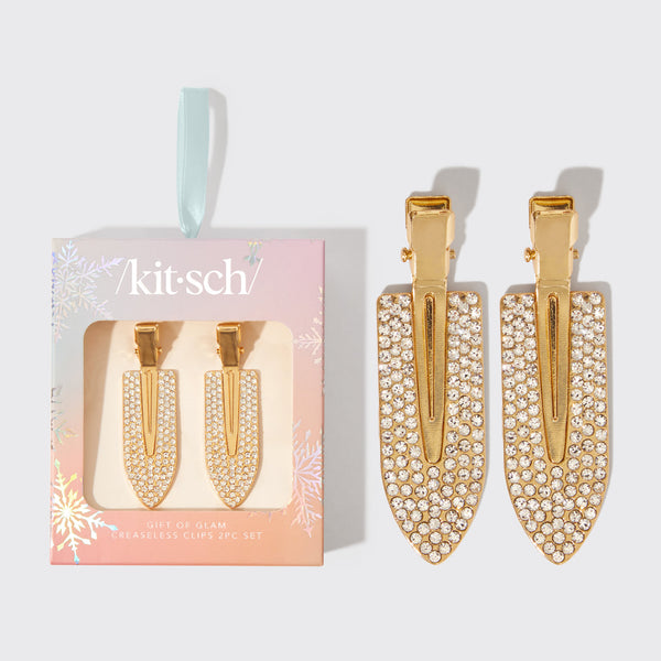 Kitsch | Gold Rhinestone Creaseless Clips 2pc Set