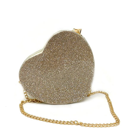 Gold Crystal Heart Handbag