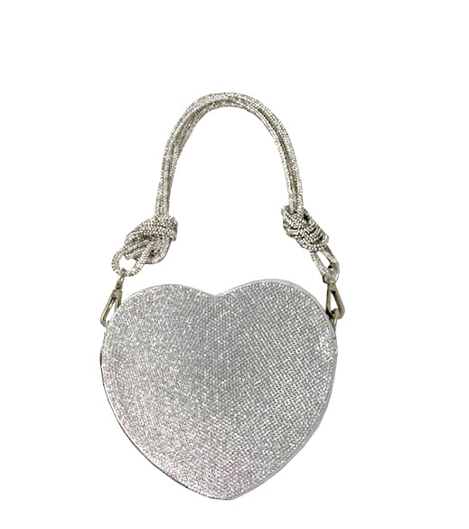 Silver Crystal Heart Handbag