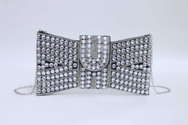 Black Studded Bow Handbag