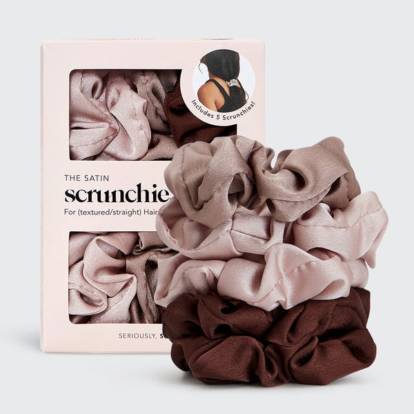 Satin Scrunchies 5Pc- Cameo