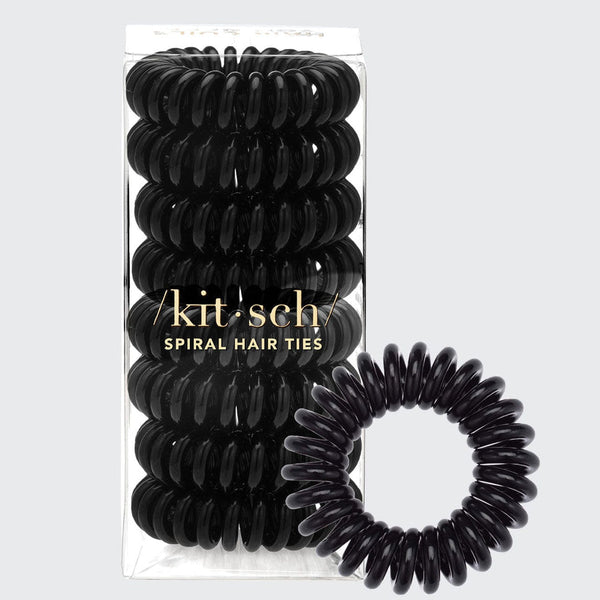 Black Spiral Hair Ties 8pc