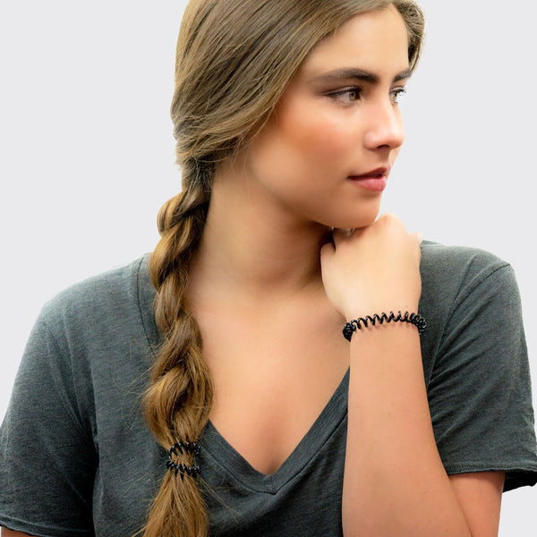 Black Spiral Hair Ties 8pc