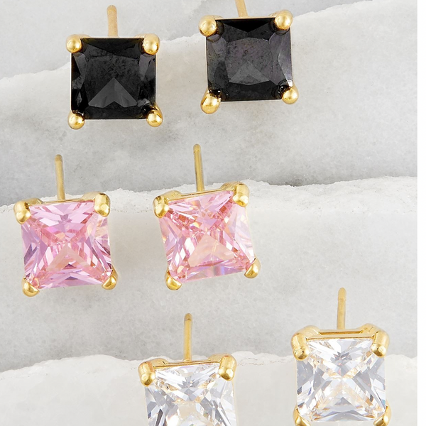 Square Gemstone Studs