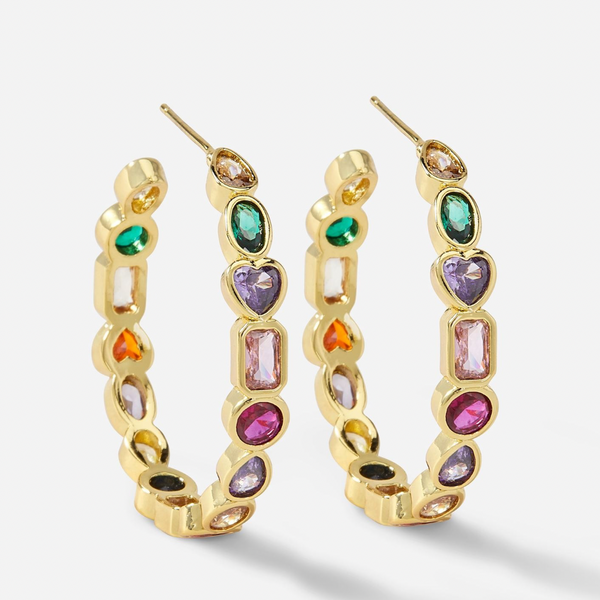 Large Gold Colorful Hoops