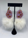 Sathu Sweetheart Creations - Beaded Half-Flower with Pom (Moosehide with Rabbit Fur)