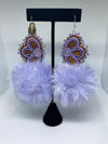 Sathu Sweetheart Creations - Beaded Half-Flower with Pom (Moosehide with Rabbit Fur)