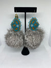 Sathu Sweetheart Creations - Beaded Half-Flower with Pom (Moosehide with Rabbit Fur)