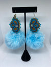 Sathu Sweetheart Creations - Beaded Half-Flower with Pom (Moosehide with Rabbit Fur)