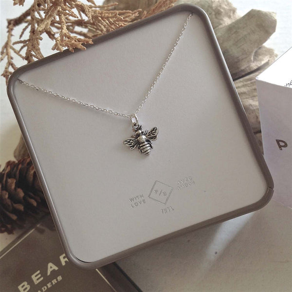 Pika & Bear "Aristaeus" Honey Bee Necklace in Sterling Silver