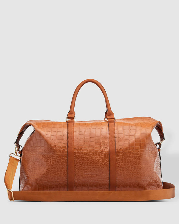 LOUENHIDE Boston Travel Bag Croc Cognac