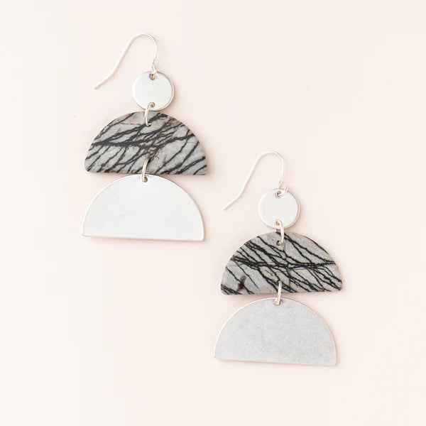 Stone Half Moon Earrings